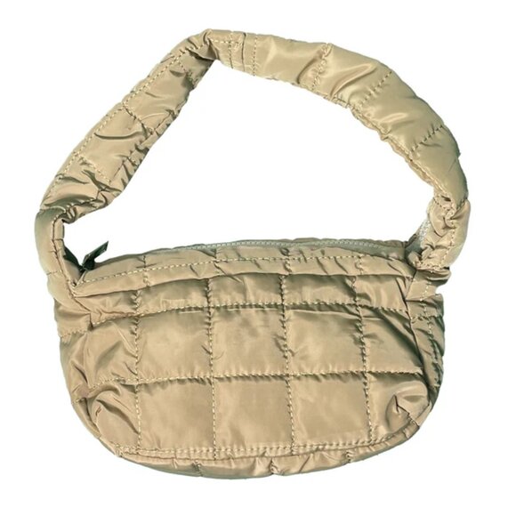 NWT Puffy Quilted Y2K Tan Shoulder Bag - Picture 6 of 6